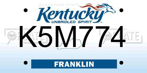 K5M774 Kentucky License Plate