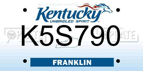 K5S790 Kentucky License Plate