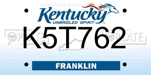 K5T762 Kentucky License Plate