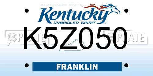 K5Z050 Kentucky License Plate