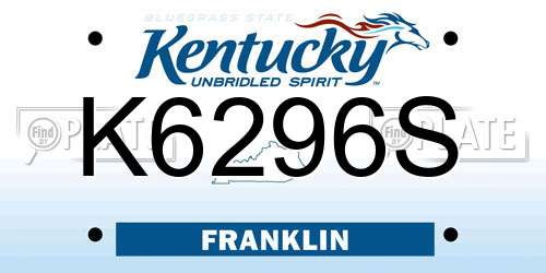 K6296S Kentucky License Plate