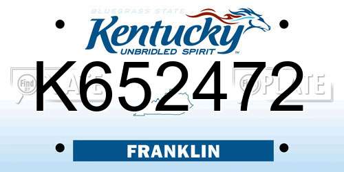 K652472 Kentucky License Plate