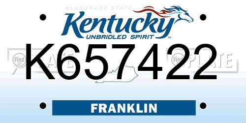 K657422 Kentucky License Plate