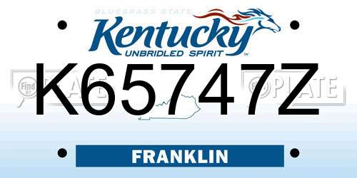 K65747Z Kentucky License Plate