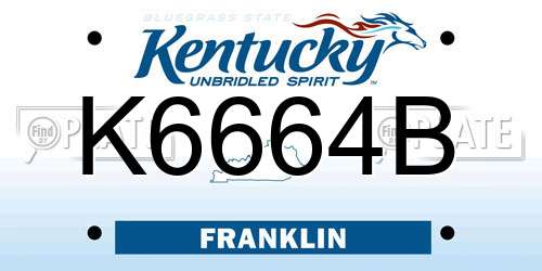 K6664B Kentucky License Plate