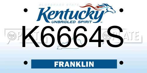 K6664S Kentucky License Plate