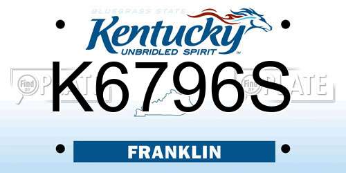 K6796S Kentucky License Plate