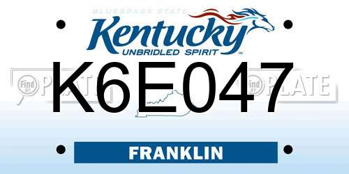 K6E047 Kentucky License Plate