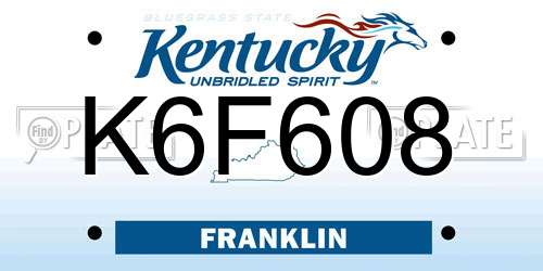 K6F608 Kentucky License Plate