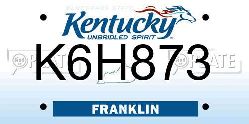 K6H873 Kentucky License Plate