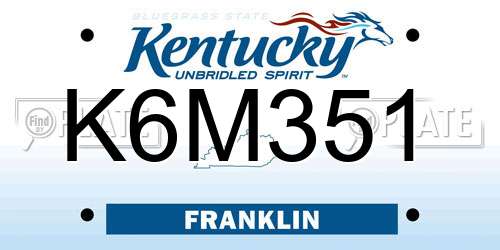K6M351 Kentucky License Plate