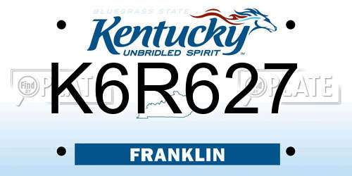 K6R627 Kentucky License Plate