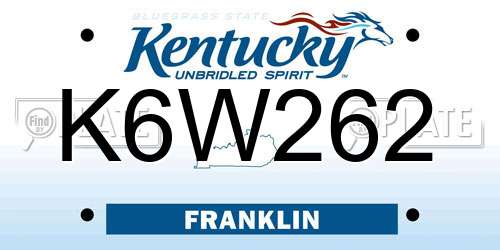 K6W262 Kentucky License Plate