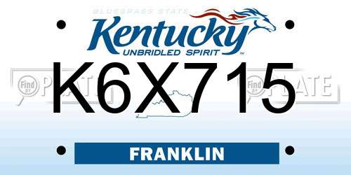 K6X715 Kentucky License Plate