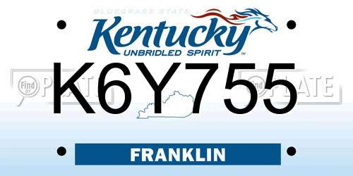 K6Y755 Kentucky License Plate