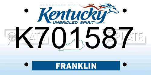K701587 Kentucky License Plate