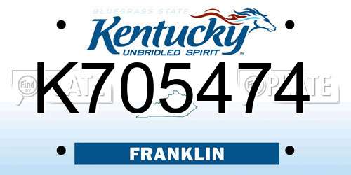 K705474 Kentucky License Plate