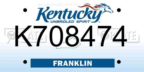 K708474 Kentucky License Plate