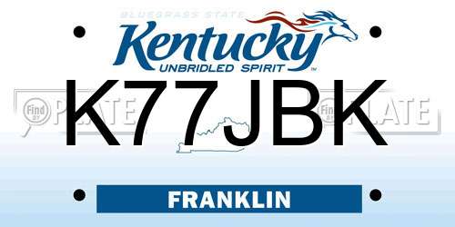 K77JBK Kentucky License Plate