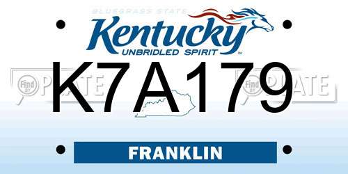 K7A179 Kentucky License Plate