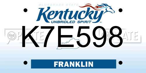 K7E598 Kentucky License Plate