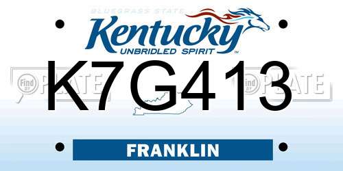 K7G413 Kentucky License Plate