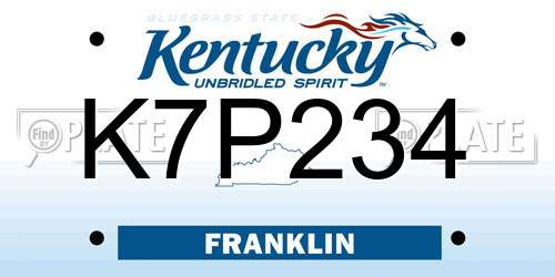 K7P234 Kentucky License Plate