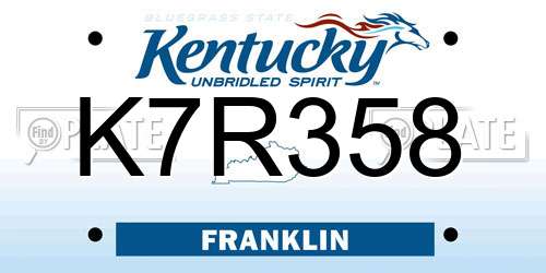 K7R358 Kentucky License Plate