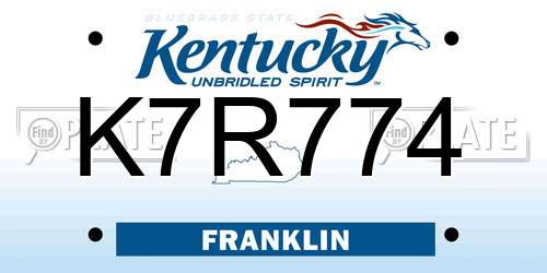 K7R774 Kentucky License Plate