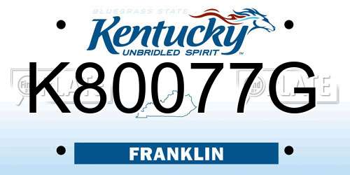 K80077G Kentucky License Plate