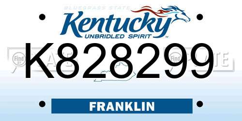 K828299 Kentucky License Plate