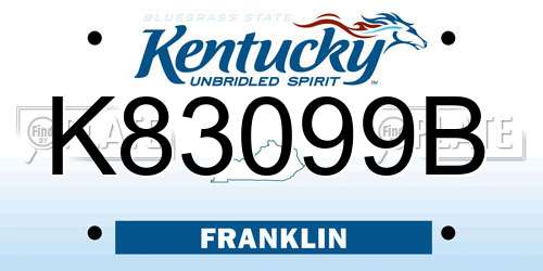 K83099B Kentucky License Plate