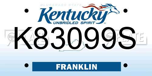 K83099S Kentucky License Plate