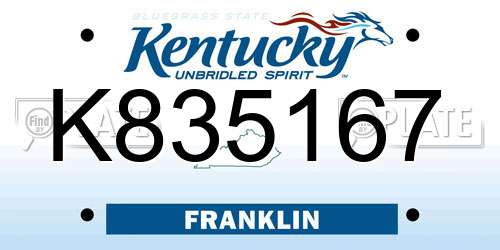 K835167 Kentucky License Plate