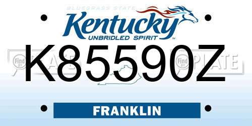 K85590Z Kentucky License Plate