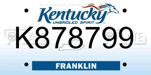 K878799 Kentucky License Plate