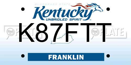 K87FTT Kentucky License Plate