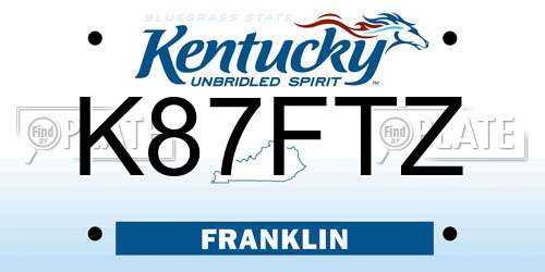 K87FTZ Kentucky License Plate