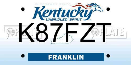 K87FZT Kentucky License Plate