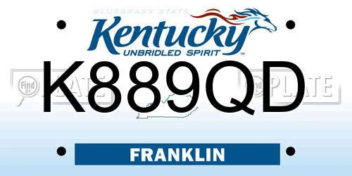 K889QD Kentucky License Plate