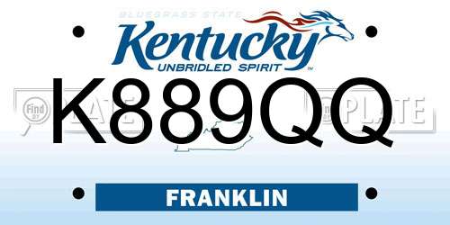 K889QQ Kentucky License Plate