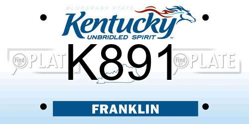 K891 Kentucky License Plate