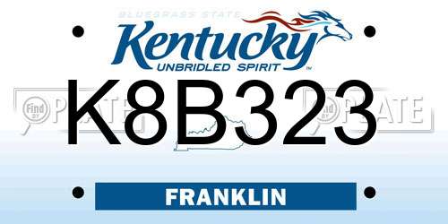 K8B323 Kentucky License Plate