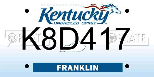 K8D417 Kentucky License Plate