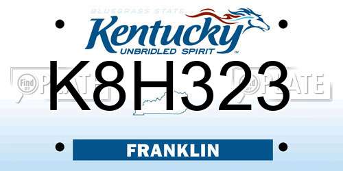 K8H323 Kentucky License Plate