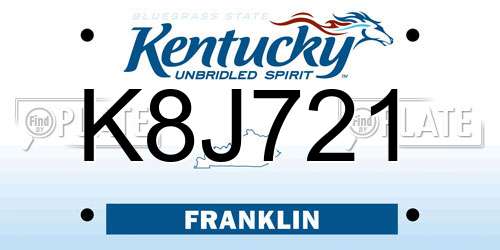 K8J721 Kentucky License Plate