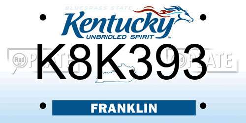 K8K393 Kentucky License Plate