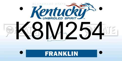 K8M254 Kentucky License Plate