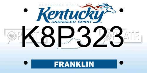 K8P323 Kentucky License Plate