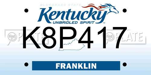 K8P417 Kentucky License Plate